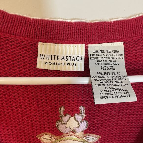 Vintage White Stag Christmas Sweater Vest Size 18w/20w Skiing Reindeer Red Women - Picture 3 of 7
